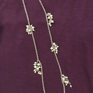 Ann Taylor long silver/pearl necklace
